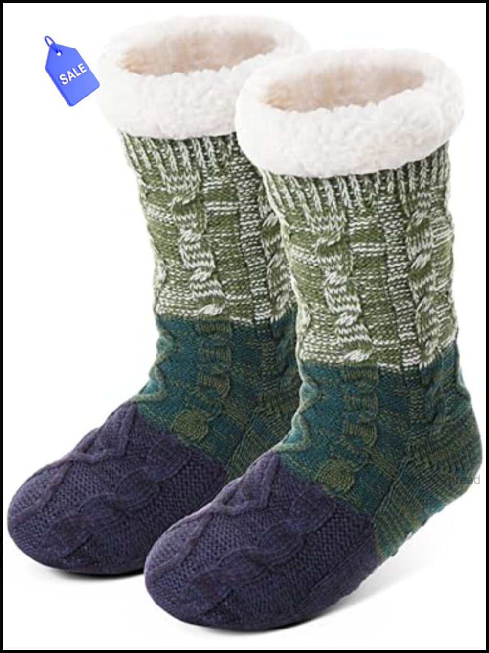 Women Slipper Socks Fuzzy Thick Warm Non Slip Cabin Grips